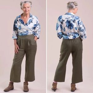 Lazybones Riley 100% Linen Riley Pants Olive Size Medium